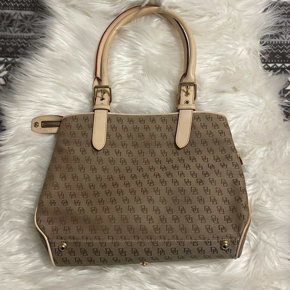 Dooney & Bourke Handbags - Dooney and Bourke Logo 3 Compartment Satchel Brown and Tan